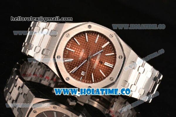 Audemars Piguet Royal Oak 41MM Asia Automatic Full Steel with Stick Markers and Brown Dial - Click Image to Close